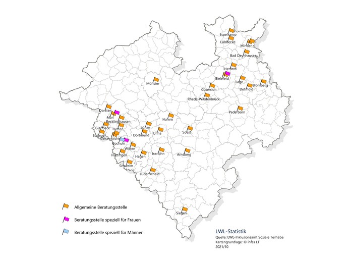 Standorte der Beratungsstellen in Westfalen-Lippe